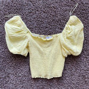 Size Medium Balloon Sleeve Yellow Crop Top